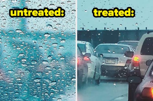 This water-repelling solution will help to keep your windshield clear while you're driving in the rain