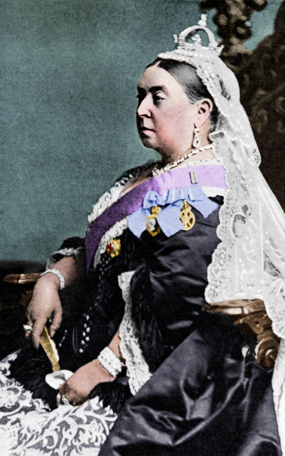 The Duchess channelled Queen Victoria's regal manner in her first photograph in the collection - Hulton Archive 
