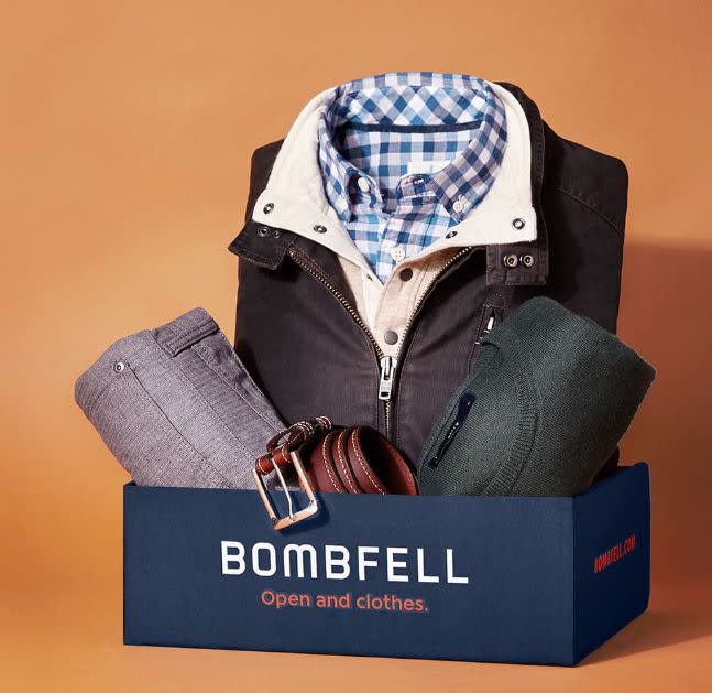 Bombfell is a men's clothing subscription box that specializes in polished looks&nbsp;for the workplace. There's a $20 "styling fee" that's used to find the right fit for your guy's budget and taste, but it can be credited toward any products he chooses to keep. &lt;br&gt;<br />&lt;br&gt;<strong><a href="https://fave.co/2un6oqV" target="_blank" rel="noopener noreferrer">Get him a gift card to try men's clothing subscription box Bombfell</a></strong>.
