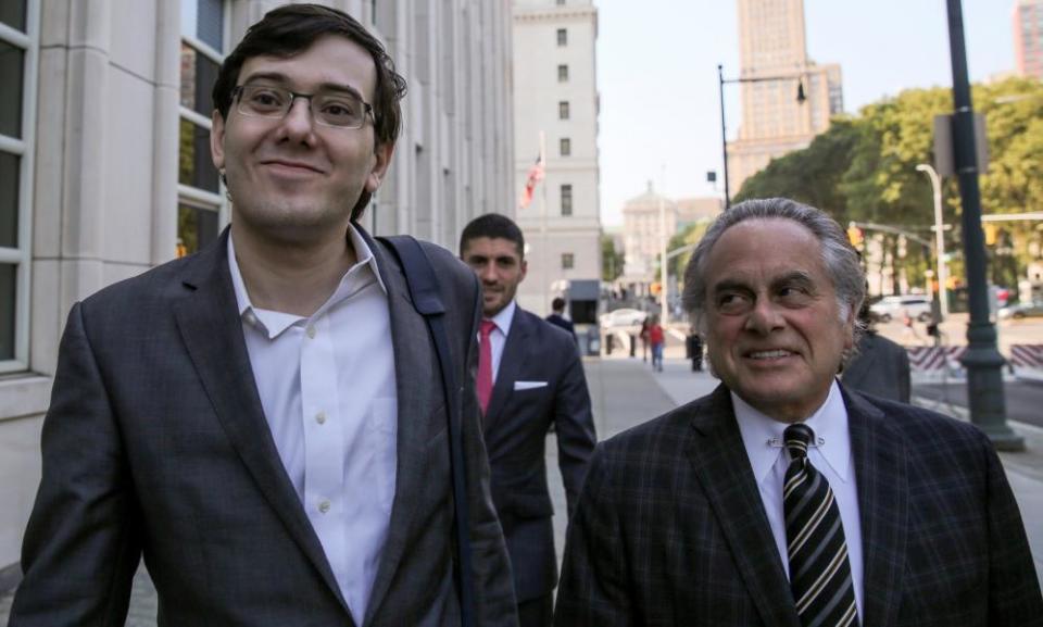 Former drug company executive Martin Shkreli and his lead attorney, Benjamin Brafman. 