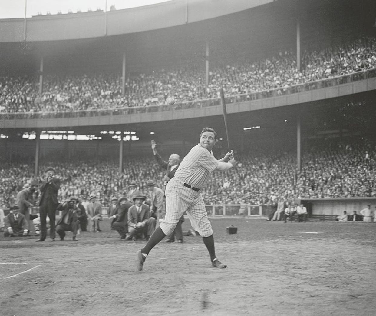 The Sultan of Swat turned every stadium into a cathedral, and home runs into a sacrament. <a href="https://www.gettyimages.com/detail/news-photo/babes-fungo-bat-sets-record-highlight-of-the-charity-news-photo/515291512?adppopup=true" rel="nofollow noopener" target="_blank" data-ylk="slk:Bettmann via Getty Images;elm:context_link;itc:0;sec:content-canvas" class="link ">Bettmann via Getty Images</a>