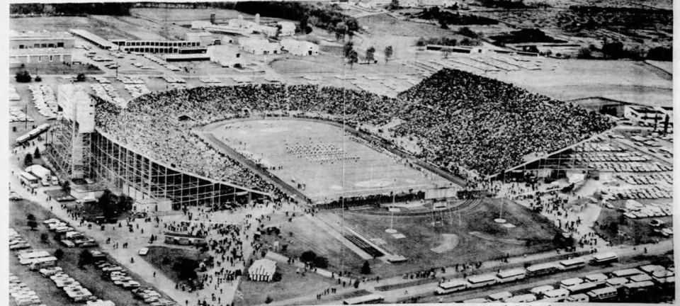 In the Oct. 23, 1972 Centre Daily Times, a photo appeared of the Homecoming game with 60,465 people in attendance.