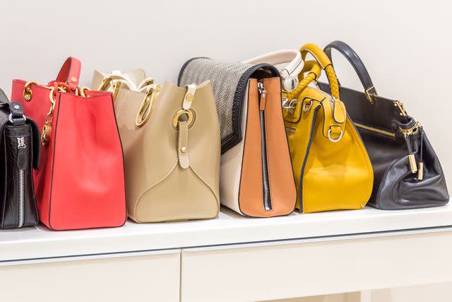 <p>Getty</p> Purses in a row