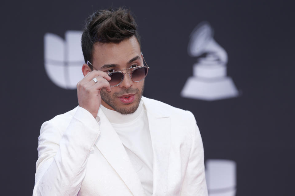 Prince Royce arrives at the 20th Latin Grammy Awards on Thursday, Nov. 14, 2019, at the MGM Grand Garden Arena in Las Vegas. (Photo by Eric Jamison/Invision/AP)