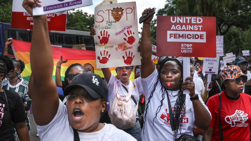 Women protest against femicide in Nairobi, Kenya, in early 2024