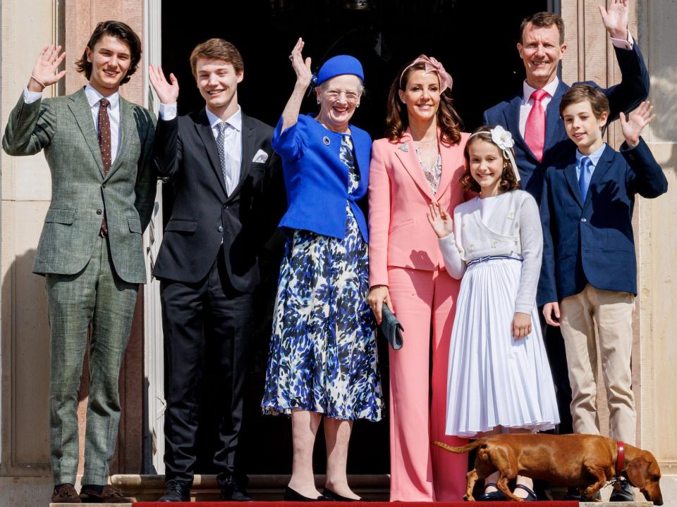 Queen Margarethe with Prince Joachim and his children.