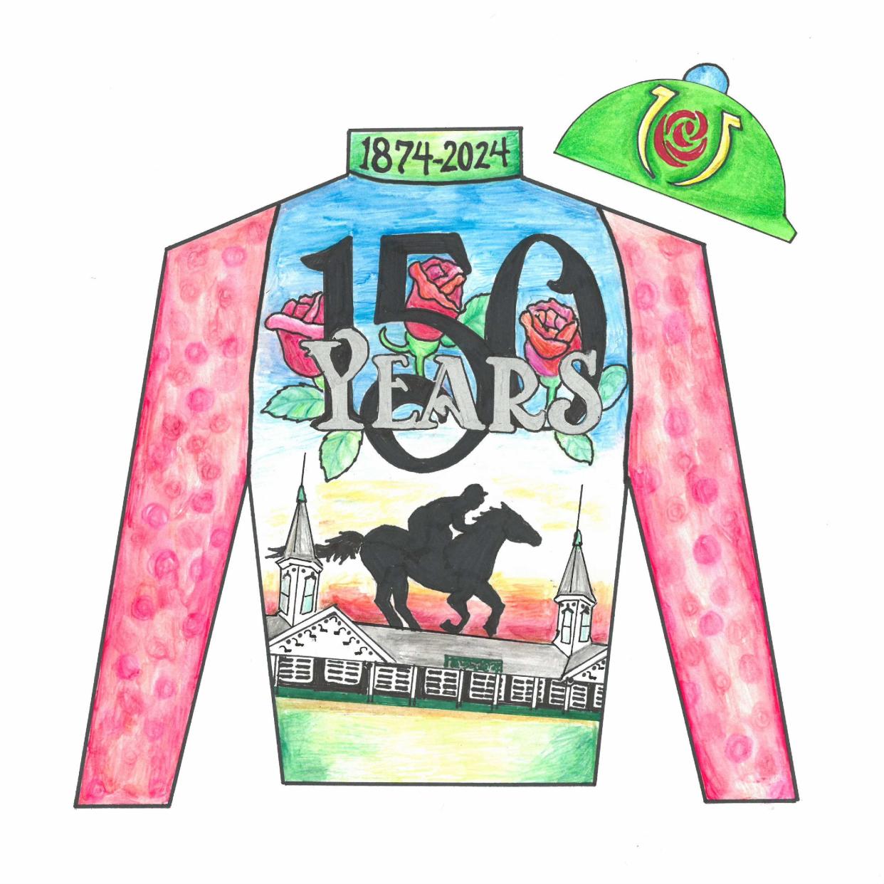Nancy Reeves, 62, entry in the 2024 Courier Journal Color the Jockey Silks Contest sponsored by COIT Cleaning and Restoration.