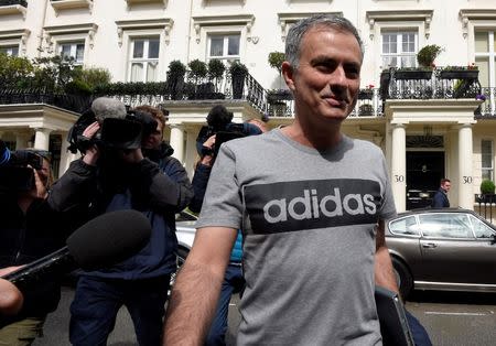 Jose Mourinho leaves his house in London, Britain, May 27, 2016. REUTERS/Toby Melville