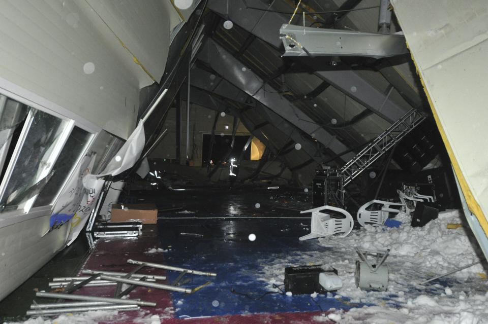 A part of a collapsed resort is seen in Gyeongju