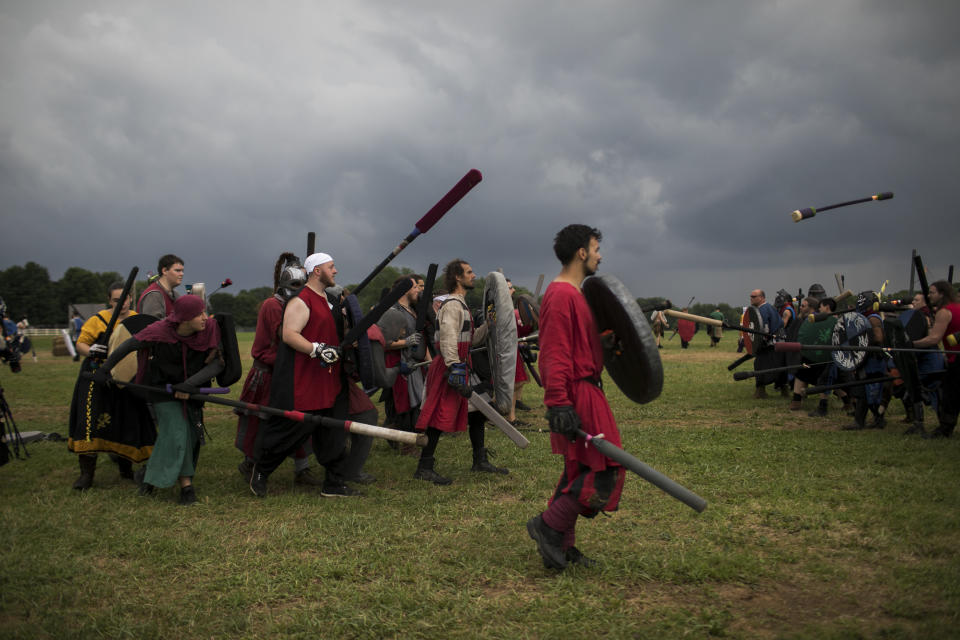 Dagorhirrim battle at Ragnarok, an annual live action roleplay battle in Slippery Rock, Pennsylvania. (Photo: Maddie McGarvey for HuffPost)
