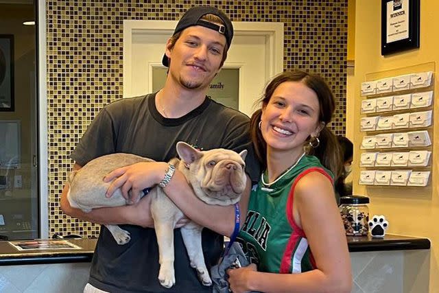 <p>Humane Society Naples</p> Jake Bongiovi and Millie Bobby Brown