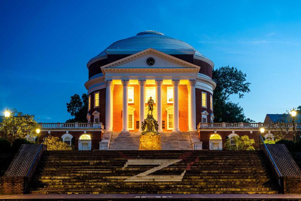 The Rotunda at the University of Virginia. Built in 1826 at the public university in Charlottesville, Virginia.