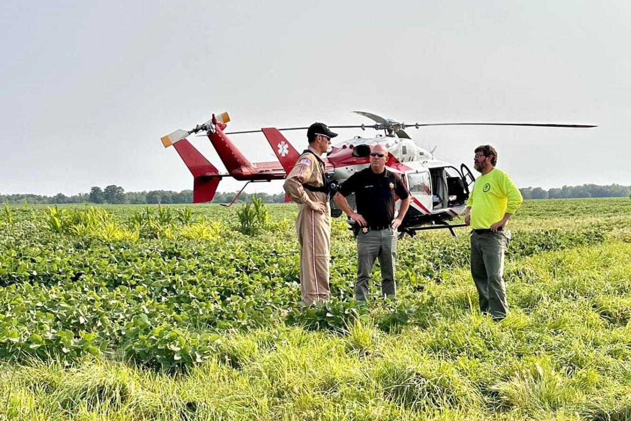 Members of a search and rescue team look for missing New York man John F. Dubaic on July 23, 2024, in Peoria County.