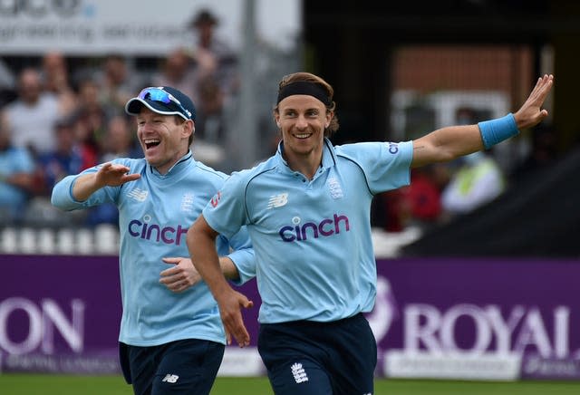 Tom Curran (right) celebrates