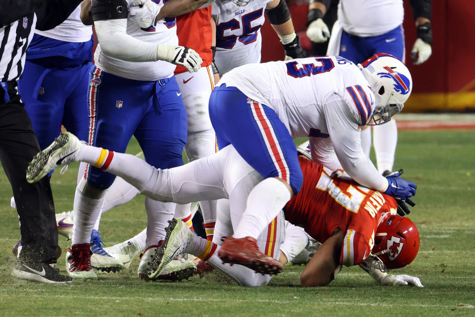 It was too little fight, too late, but the Bills' scuffle vs. the Chiefs showed they're a tight-knit group. (Photo by Jamie Squire/Getty Images)