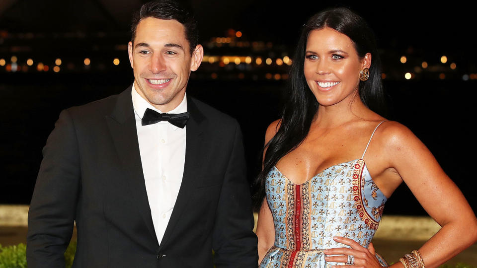 Billy Slater and wife Nicole, pictured here at the 2018 Dally M Awards.