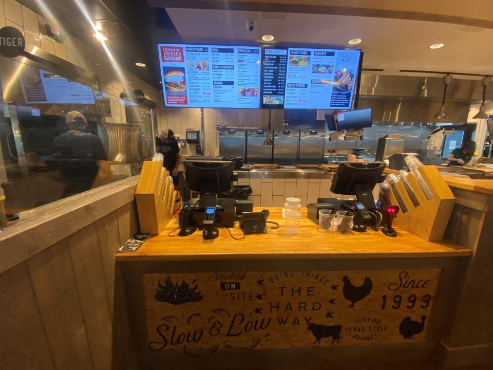 The ordering counter and menus at the Lafayette City BBQ. This new location will be opening at 11 a.m. on Friday.