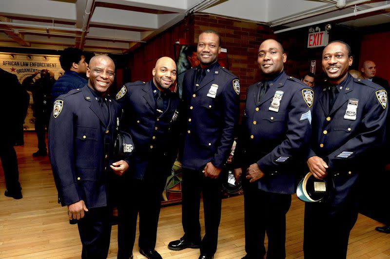 Proud police officers enjoy NYPD Black History Month program on Feb. 15, 2017 at Police Plaza. (Ken Murray)