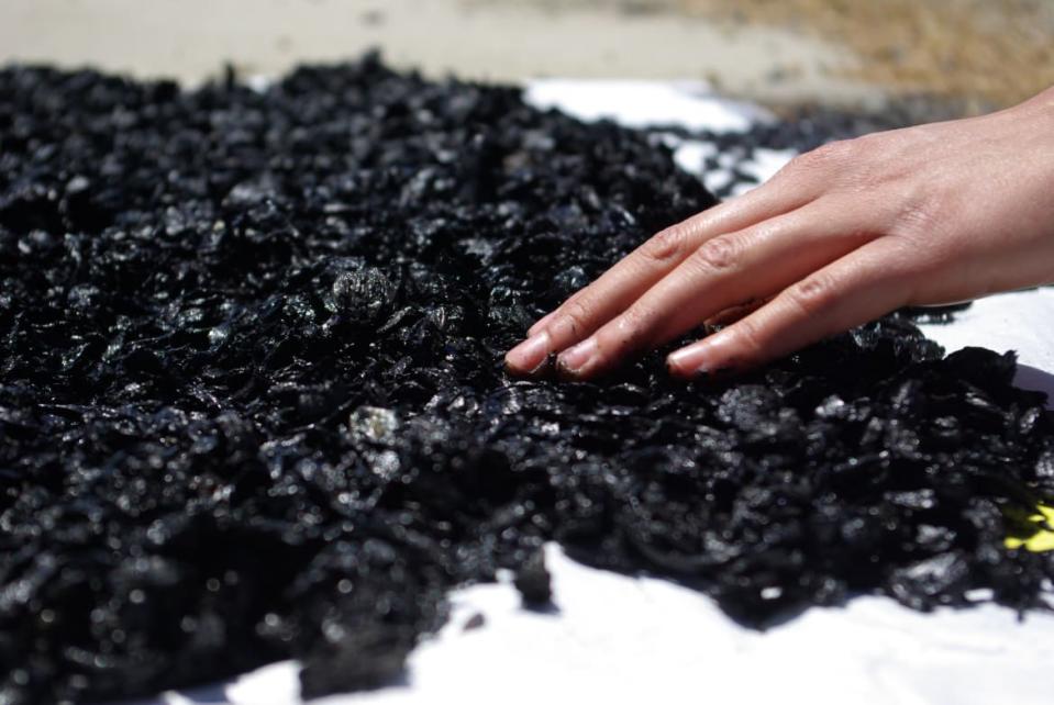 <div class="inline-image__caption"><p>Biochar laid out under the sun. </p></div> <div class="inline-image__credit">Melinda Gonzales</div>