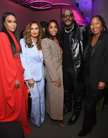 <p>Noam Galai/Getty Images for Netflix</p> From left to right: Michelle Williams, Tina Knowles, Kelly Rowland, Tyler Perry and Niija Kuykendall