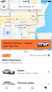 Lyft Rentals Booking with SIXT