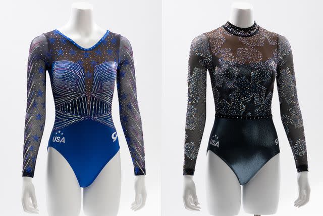 <p>GK Elite Sportswear</p> Luminous Legacy and Star-Spangled Shine leotards