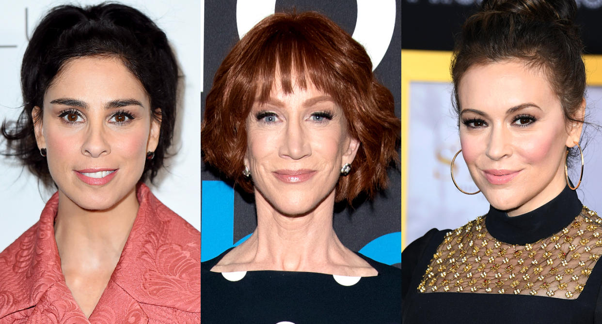 Sarah Silverman, Kathy Griffin, and Alyssa Milano. (Photo: AP Images/Getty Images)