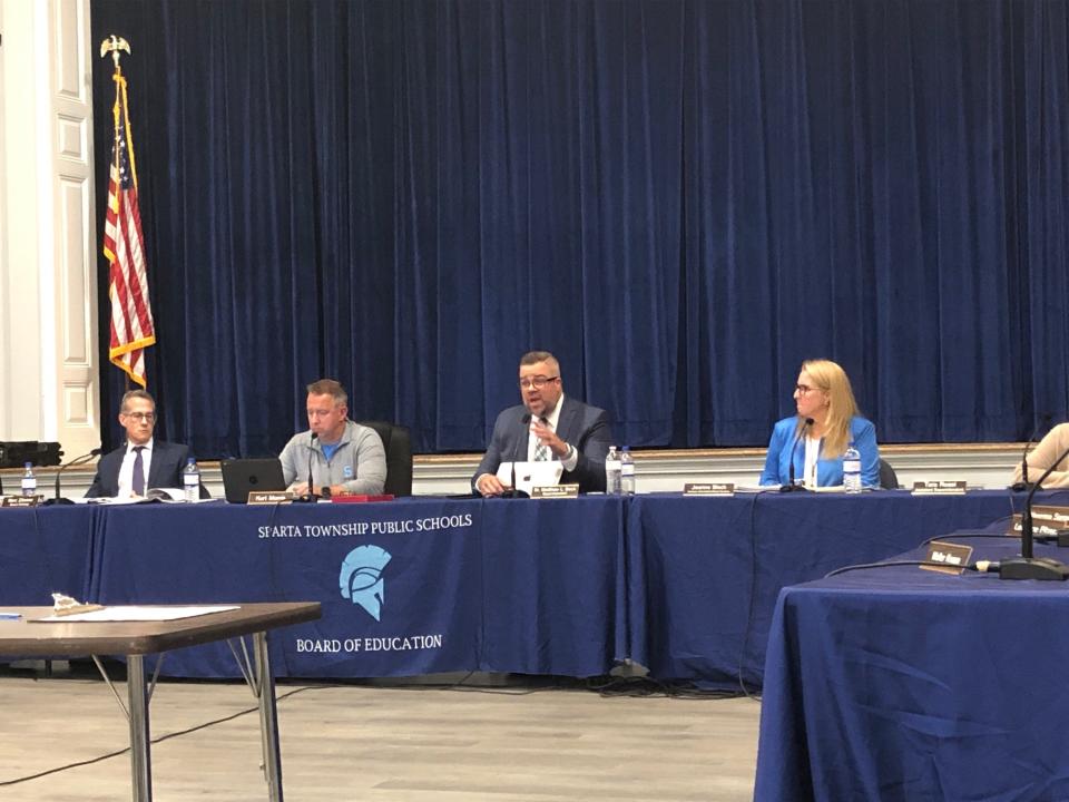 Sparta schools superintendent Matt Beck speaks on the Board of Education's move to repeal a policy for transgender students during the board meeting at Mohawk Avenue School Thursday, Sept. 28, 2023.