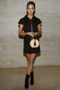 <p><strong>3 October</strong> Alicia Vikander wore a little black dress with army-style boots for the show. </p>