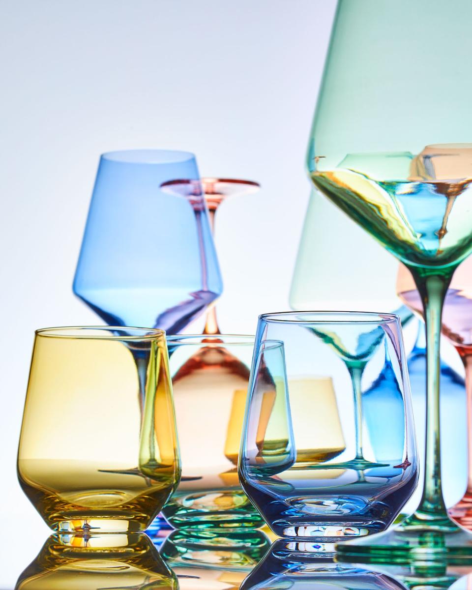 Coupes, wineglasses, and flutes from Estelle Colored Glass