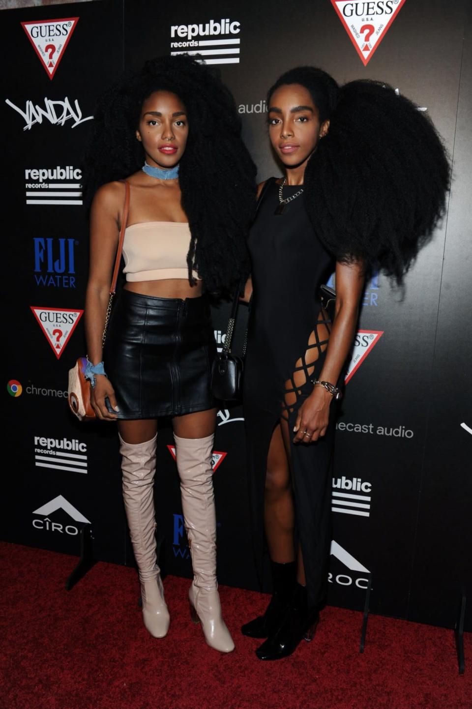 <p>When have the Quann sisters ever looked bad? NEVER. The stylish pair continued their tradition of flawlessness in the post-VMAs festivities. (Photo: Getty Images)</p>