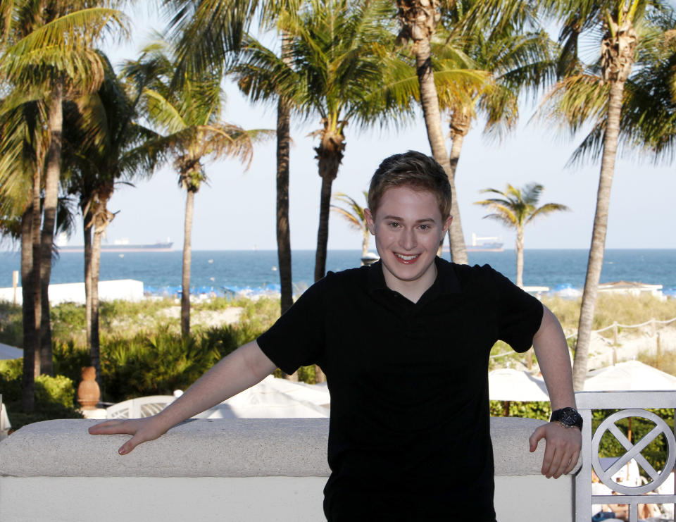 Actor Reed Alexander is shown during an interview Friday, Feb. 24, 2012 in Miami Beach, Fla. It takes some serious talent to make carrots cool, but the 17-year-old actor of Nickelodeon's "iCarly" thinks he has the juice to pull it off. And it's all part of his plan to transform himself from tween TV star to food celebrity. (AP Photo/Wilfredo Lee)