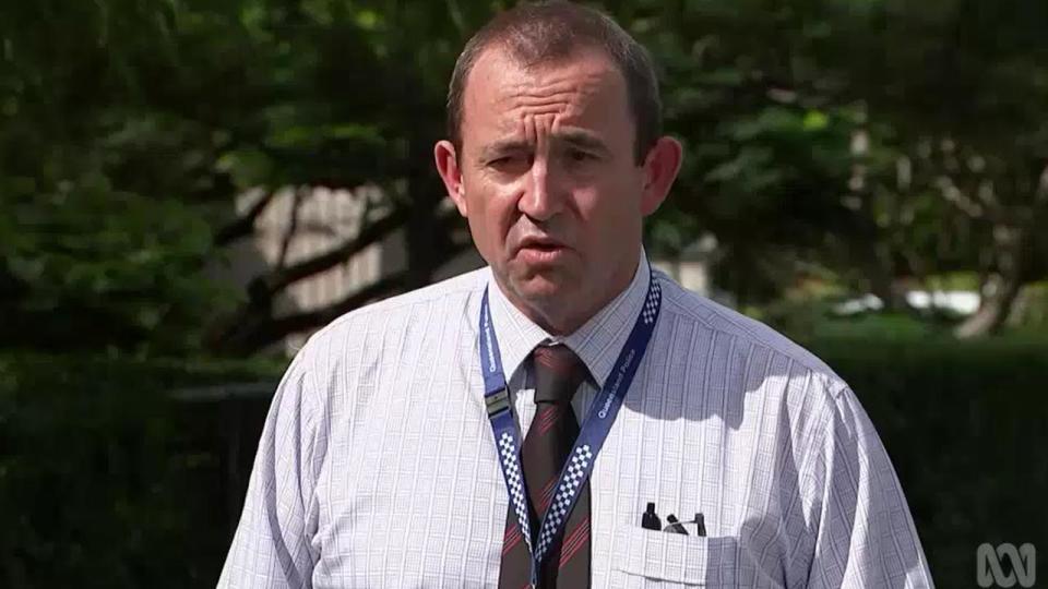 Queensland Police Detective Inspector David Harbison addressed media outside a house in Burpengary East where and elderly couple suffered serious head wounds. The man is dead and his wife is critical. Picture : Supplied/ABC