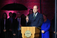 <p>Prince William addressed the crowd at the event beginning by <a href="https://people.com/royals/kate-middleton-prince-william-arrive-boston-welcome-mayor-michelle-wu/" rel="nofollow noopener" target="_blank" data-ylk="slk:thanking those who attended;elm:context_link;itc:0;sec:content-canvas" class="link ">thanking those who attended</a>: "Thank you to Mayor Wu and thank you to all the hardy Bostonians braving the rain!"</p> <p>He also explained why Boston was chosen as the Earthshot Prize Awards location this year. </p> <p>"Sixty years ago, President John F. Kennedy's 'Moonshot' speech laid down a challenge to American innovation and ingenuity. 'We choose to go to the moon,' he said, 'not because it is easy but because it is hard.' " said William.</p> <p>"It was that Moonshot speech that inspired me to launch the Earthshot Prize with the aim of doing the same for climate change as President Kennedy did for the space race. And where better to hold this year's Awards Ceremony than in President Kennedy's hometown, in partnership with his daughter and the Foundation that continues his legacy.</p> <p>"Boston was also the obvious choice because your universities, research centers and vibrant start-up scene make you a global leader in science, innovation and boundless ambition. Mayor Wu, you have also been a leader in putting climate policies at the heart of your Administration. Thank you.</p> <p>"Like President Kennedy, Catherine and I firmly believe that we all have it in ourselves to achieve great things, and that human beings have the ability to lead, innovate and problem-solve."</p>