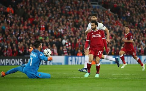 Mohamed Salah scores Liverpool's second - Credit: Clive Brunskill/Getty Images