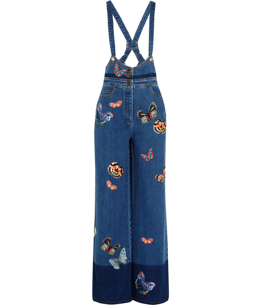 <p>Valentino embroidered denim bib overalls, $4590, <a href="http://www.valentino.com/us/skirts-and-pants_cod42481104if.html" rel="nofollow noopener" target="_blank" data-ylk="slk:Valentino;elm:context_link;itc:0;sec:content-canvas" class="link ">Valentino</a></p>