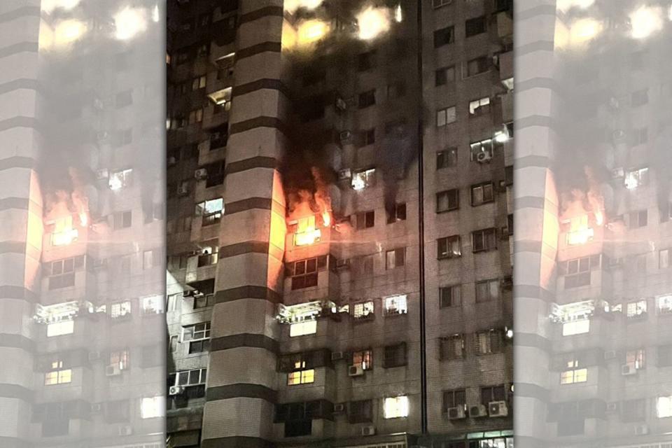 瑞聯天地」大樓今天凌晨1點多發生火警，造成游姓一家2死2傷（消防局提供）
