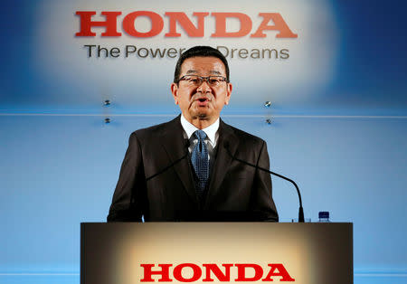 Honda Motor Chief Executive Takahiro Hachigo speaks at a news conference in Tokyo, Japan, February 19, 2019. REUTERS/Kim Kyung-hoon