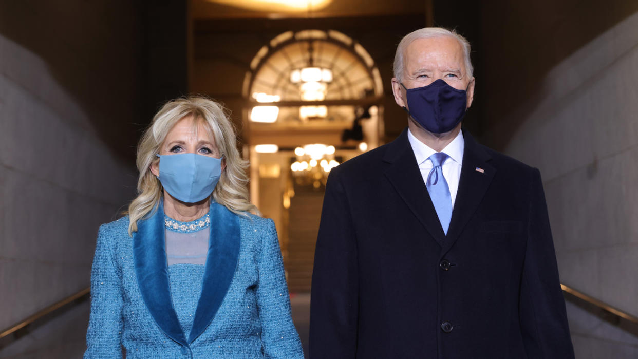 U.S. President-elect Joe Biden and Jill Biden arrive at his Biden's inauguration on the West Front of the U.S. Capitol on January 20, 2021 in Washington, DC. (Win McNamee/Getty Images)