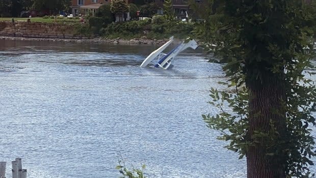 Lydia Aboulian saw the plane crash in the river behind her house and jumped to action, racing to the rescue on her personal watercraft. (Submitted by Lydia Aboulian - image credit)