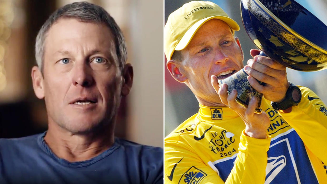 Seen here, Lance Armstrong speaking on the documentary series about his career fall from grace.