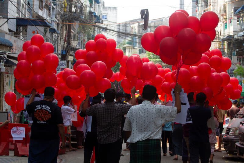 Protest against military coup, in Yangon