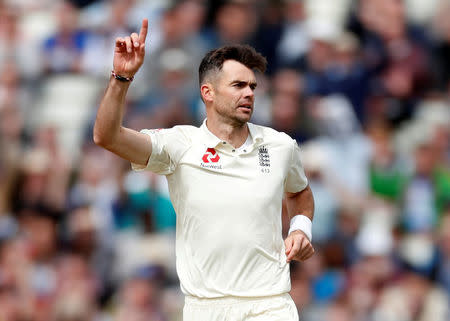 Cricket - England vs West Indies - First Test - Birmingham, Britain - August 19, 2017 England's James Anderson celebrates the wicket of West Indies' Kyle Hope Action Images via Reuters/Paul Childs