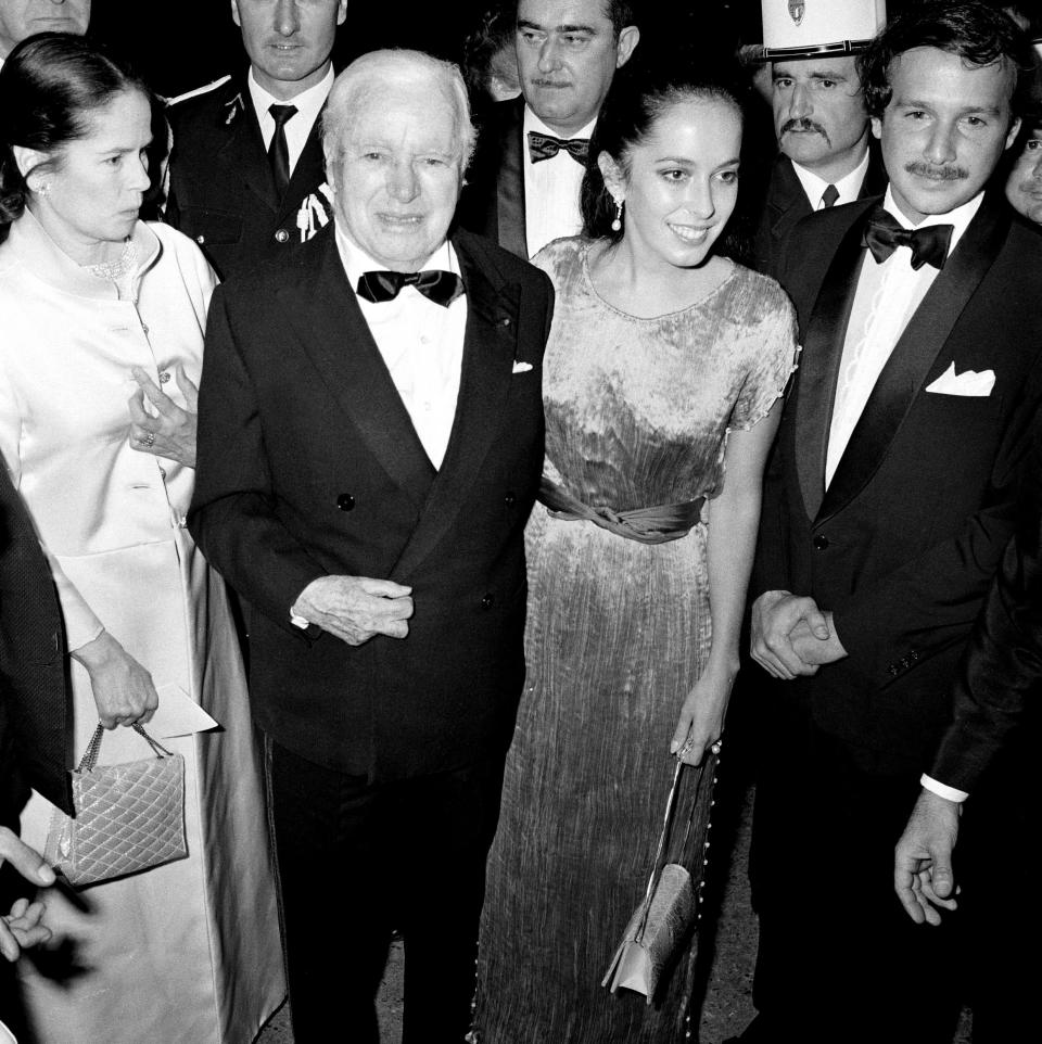 Charlie Chaplin, Josephine (right) and Oona (left) at the 1991 Cannes Film Festival in 1971 (Getty Images)