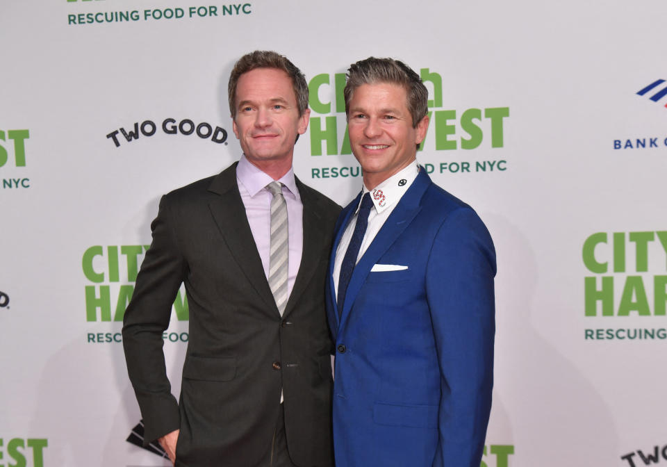 US actor Neil Patrick Harris and husband US actor and chef David Burtka attend the 2022 City Harvest "Red Supper Club" Fundraising Gala at Cipriani 42nd Street on April 26, 2022 in New York City