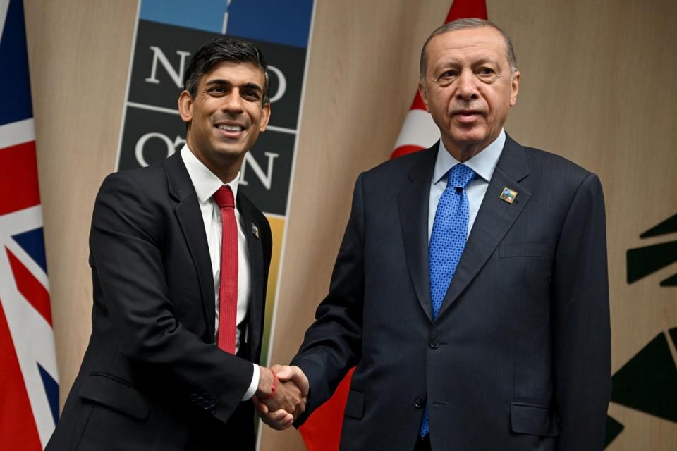 Prime Minister Rishi Sunak and Turkey’s President Recep Tayyip Erdogan (PA Archive)