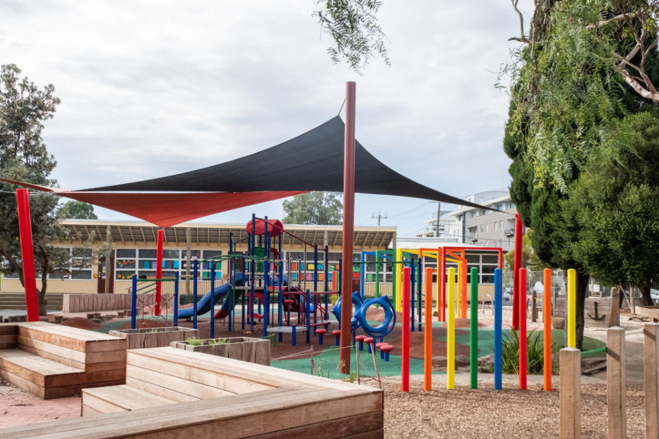 An empty playground is seen at St Kilda primary school in Melbourne. 