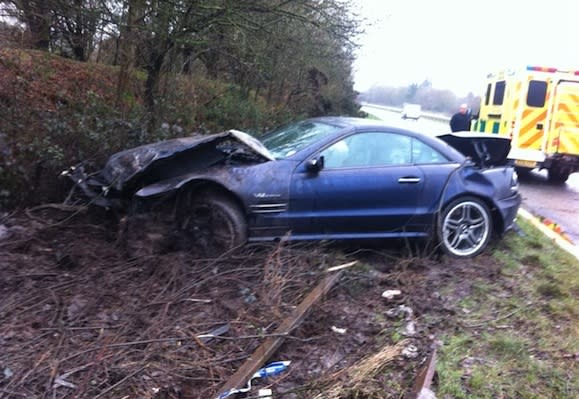 BNPS.co.uk (01202 558833)Pic:JohnGuest/BNPS***Please use full byline***After the 'service' - written off.A unique Mercedes that cost £168,000 when new has been written off after its unfortunate owner dropped it into his local garage for a service.John Guest(56) from Poole in Dorset had taken his pride and joy into Sandown Group Mercedes for minor electrical fault - but was shocked to recieve a call hours later saying a technician had written off the 630hp V12 supercar.