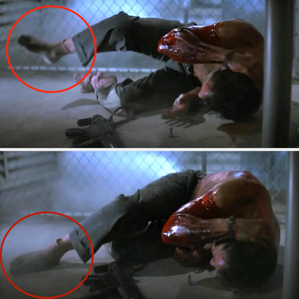 Bruce Willis's shoes that are meant to look like feet in "Die Hard"