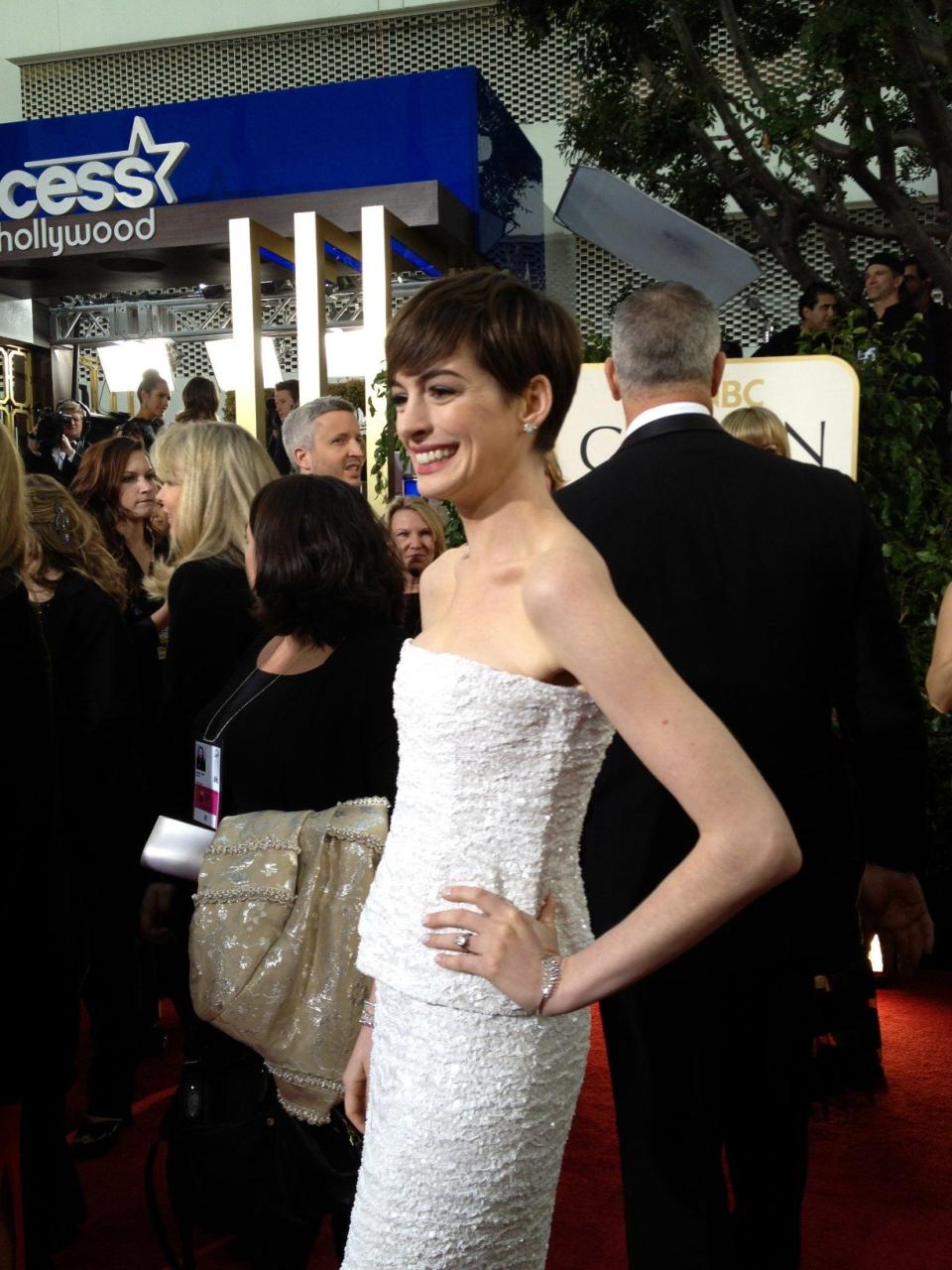 Anne Hathaway at the Golden Globes